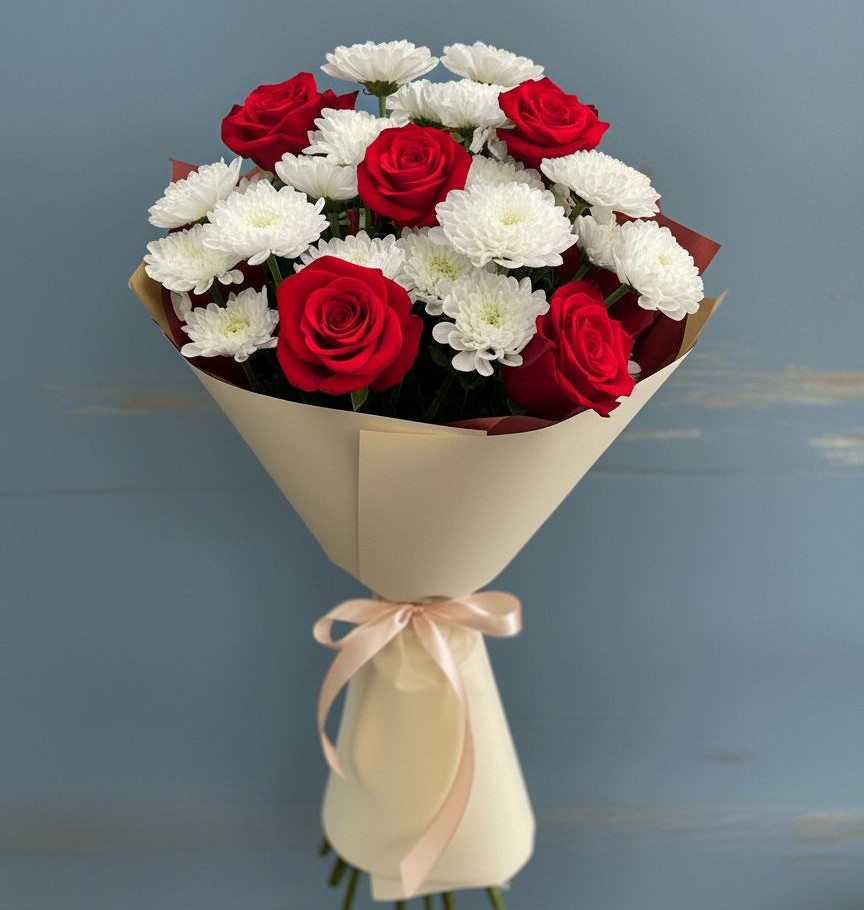 Букет цветов из: Розы и Хризантемы в Лимане