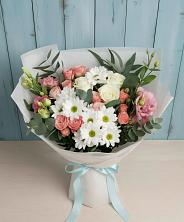 Букет цветов из:  Розы, Лизиантусы и Хризантемы в Лимане