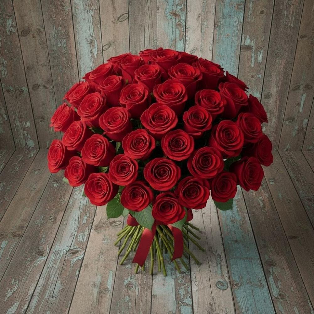 Букет 55 Красных роз Фридом в Лимане