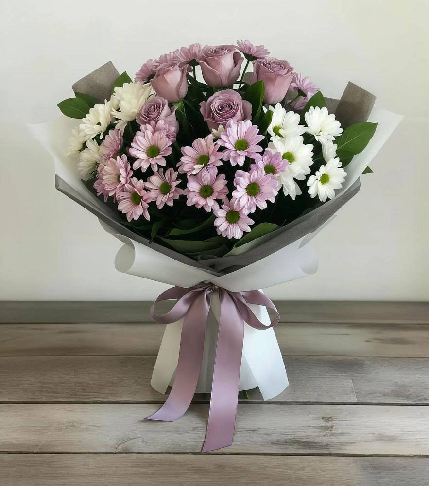 Букет цветов из: Хризантемы и Розы в Лимане