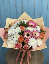 Букет цветов из:  Розы, Герберы и Хризантемы #REPLACE_PRED# Лимане