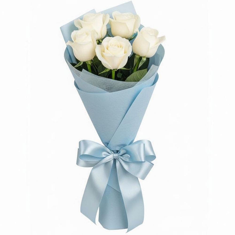 Букет 5 Белых роз Проуд в Лимане