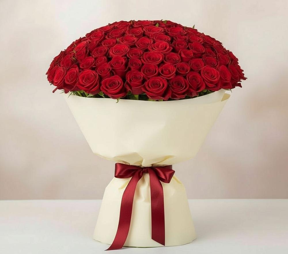 Букет 101 Красная роза Милано в Лимане