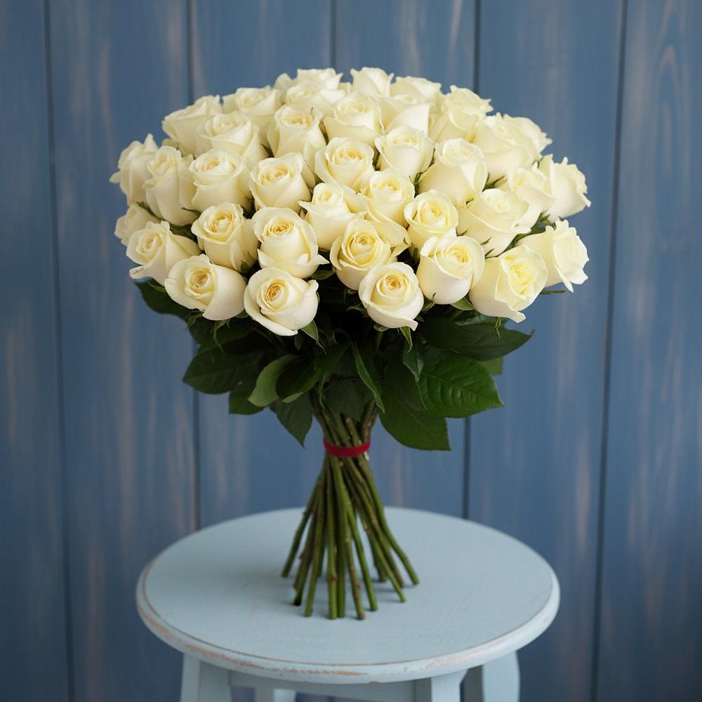 Букет 51 Белая роза Эдлесс Лав в Лимане
