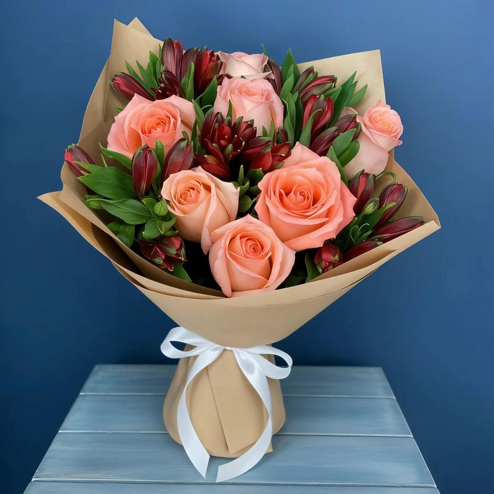 Букет цветов из: Розы и Альстромерии в Лимане