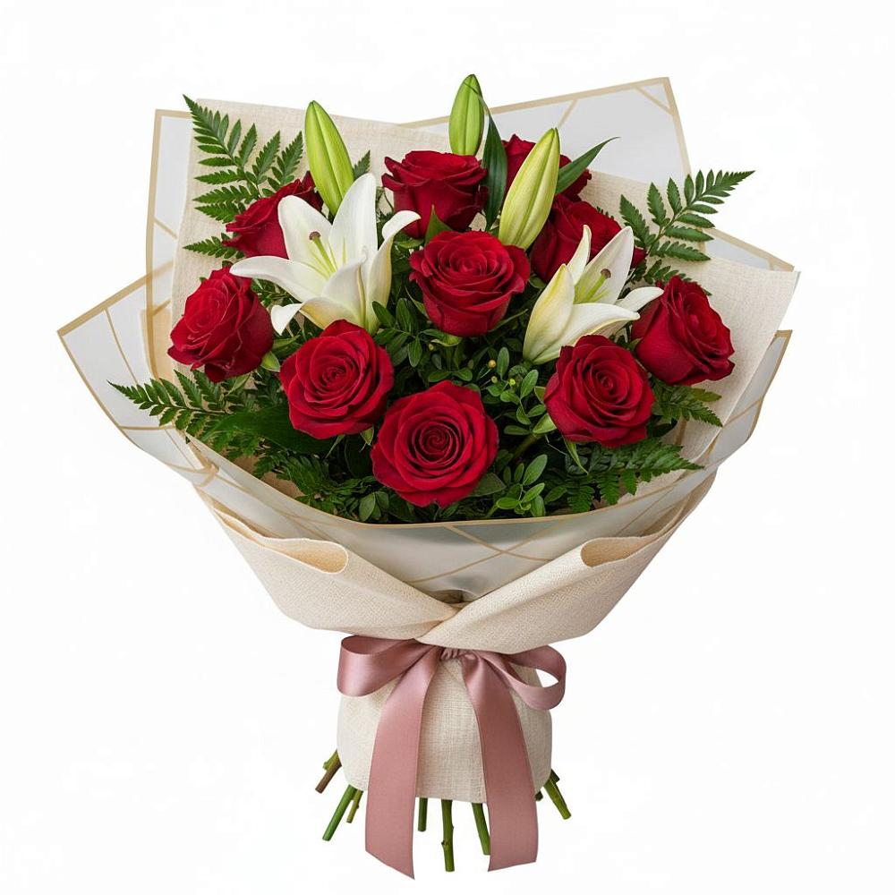 Букет цветов из: Лилии и Розы в Лимане