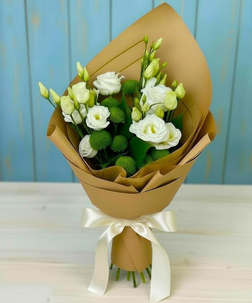 Букет цветов из: Хризантемы и Лизиантусы в Лимане