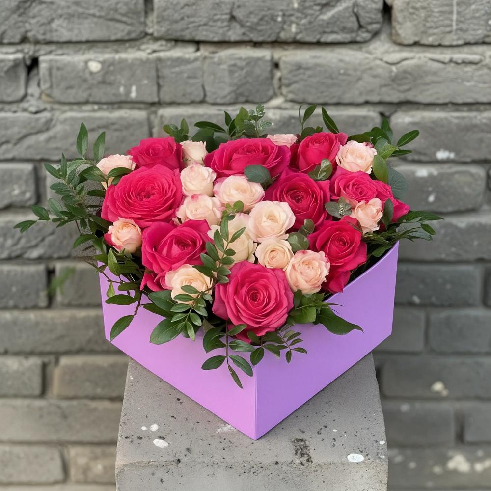 Цветочная композиция из Розы в коробке в Лимане