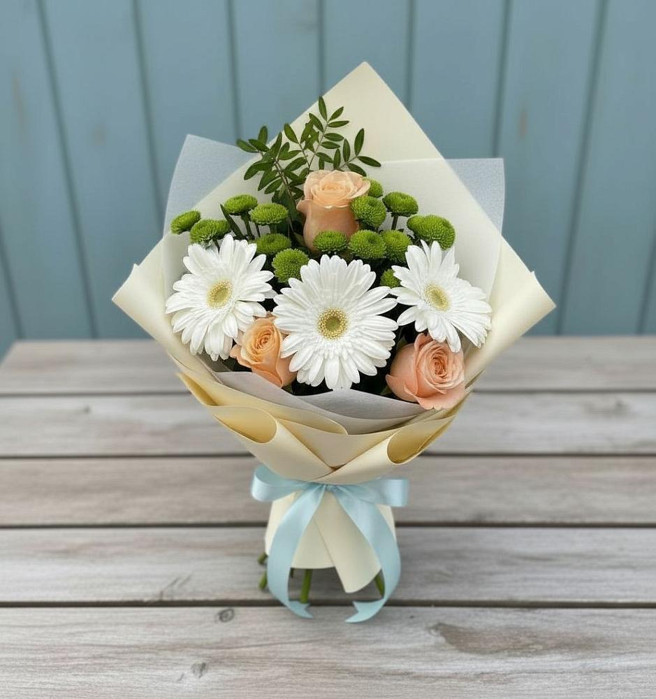Букет цветов из: Герберы, Розы и Хризантемы в Лимане