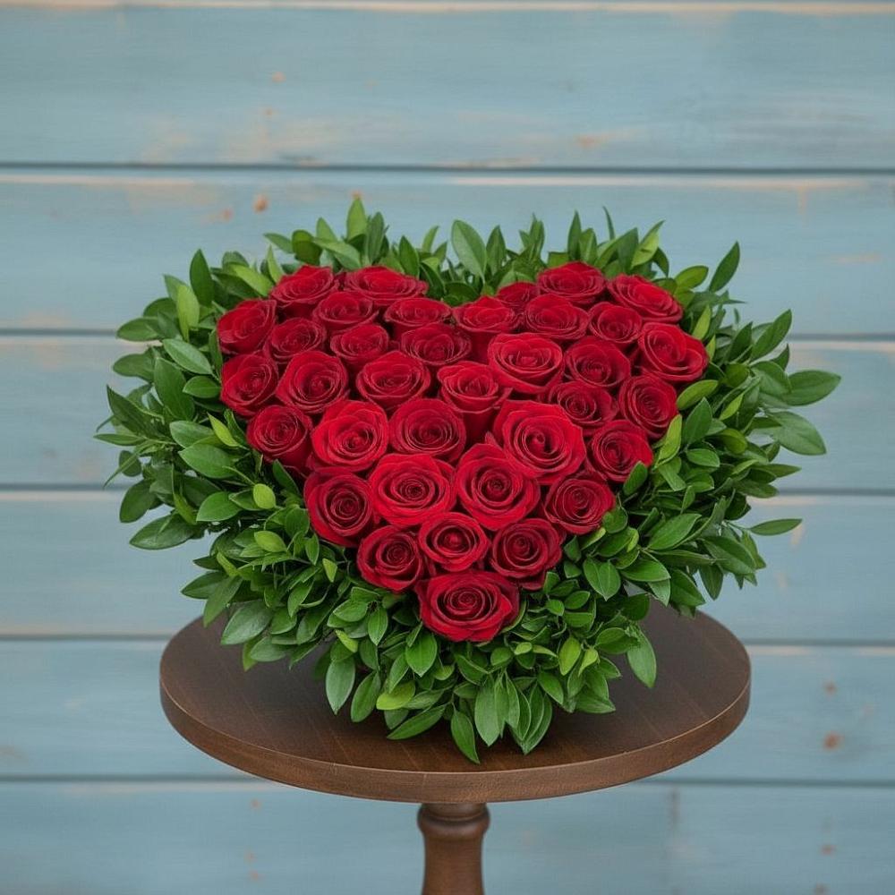 Цветочная композиция из Розы в виде сердца в Лимане