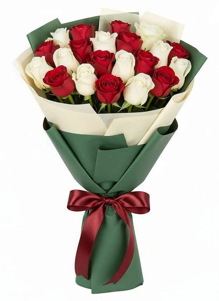 Букет Микс из красных и белых роз в Лимане