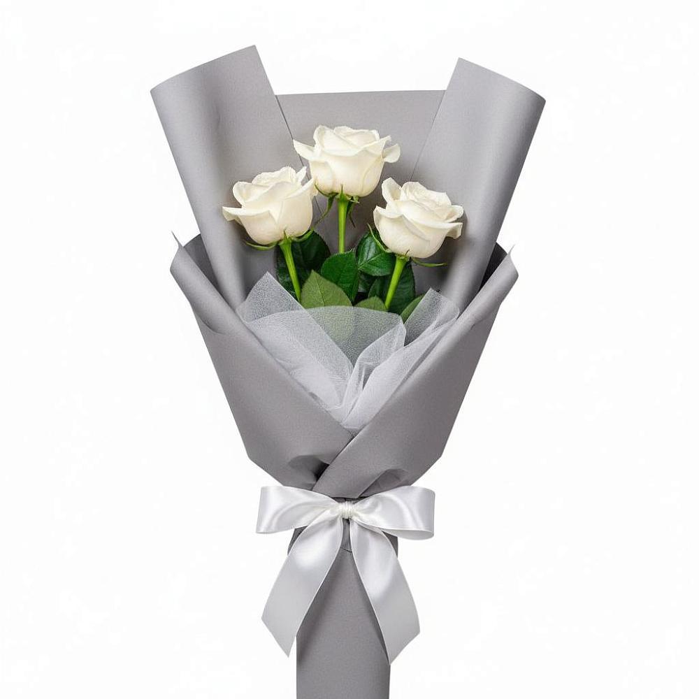Букет 3 белые розы в Лимане