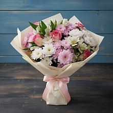 Букет цветов из:  Хризантемы, Альстромерии и Розы в Лимане