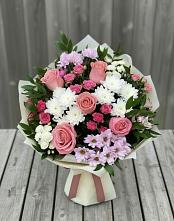 Букет цветов из:  Альстромерии, Гвоздики, Розы и Хризантемы в Лимане