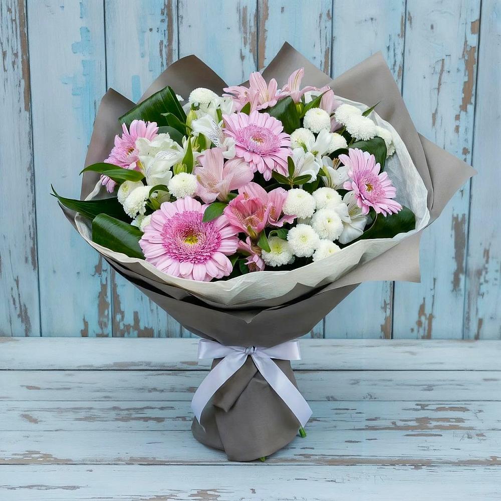 Букет цветов из: Герберы, Альстромерии и Хризантемы в Лимане