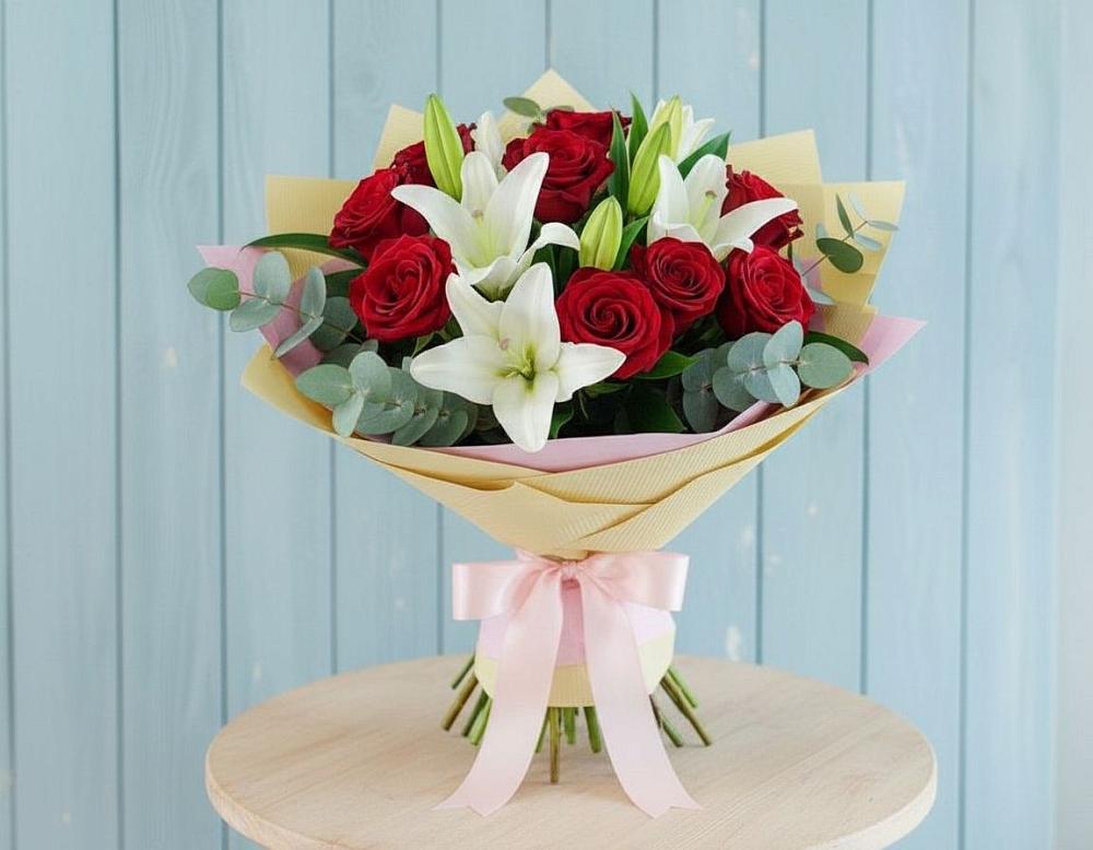 Букет цветов из: Лилии и Розы в Лимане